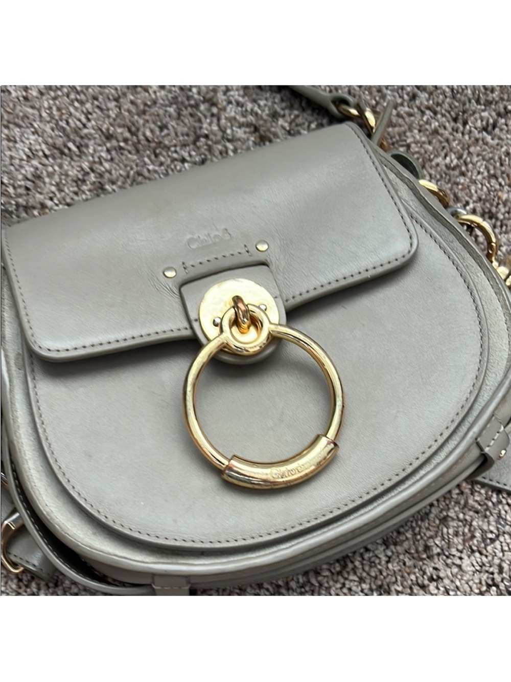 Chloé Small Nile Bracelet Leather Crossbody in Light Gray with Gold Hardware